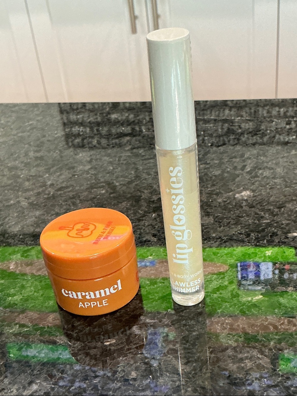 Bath & Body Works Caramel Apple Balm Lip Scrub + Clear Shimmer Lip Gloss